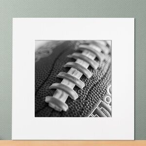 12x12 Football Matted Art Photo, Black and White Sports Wall Art